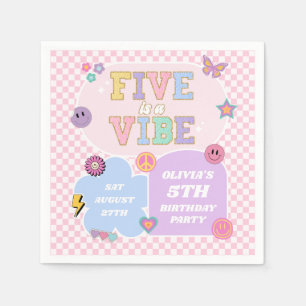 Serviette En Papier Five Is A Vibe Preppy Patch 5th Birthday Party