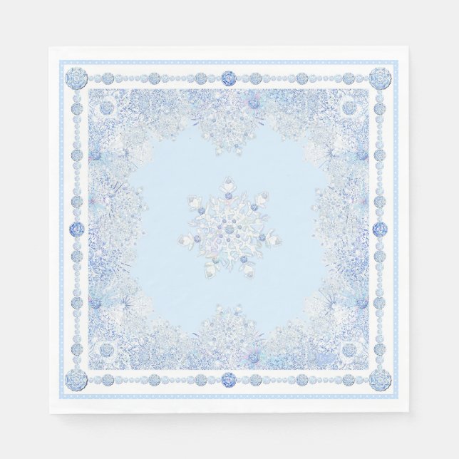 Serviette En Papier Flacon de neige bleu glace (Devant)
