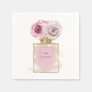 Serviette En Papier Flacon de parfum Floral Fashion Roses roses or Gla