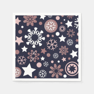 Serviette En Papier Flacon métallique en or rose de Noël en bleu