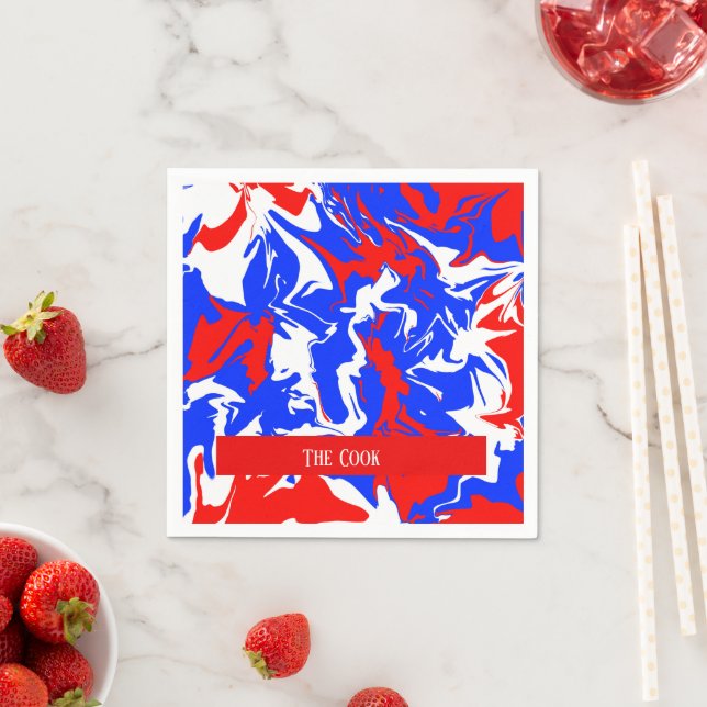 Serviette En Papier Flacons de rouge, blanc et bleu (En situation)