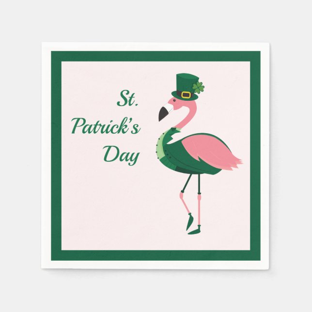 Serviette En Papier Flamant rose Animal rose St Patrick's Day (Devant)