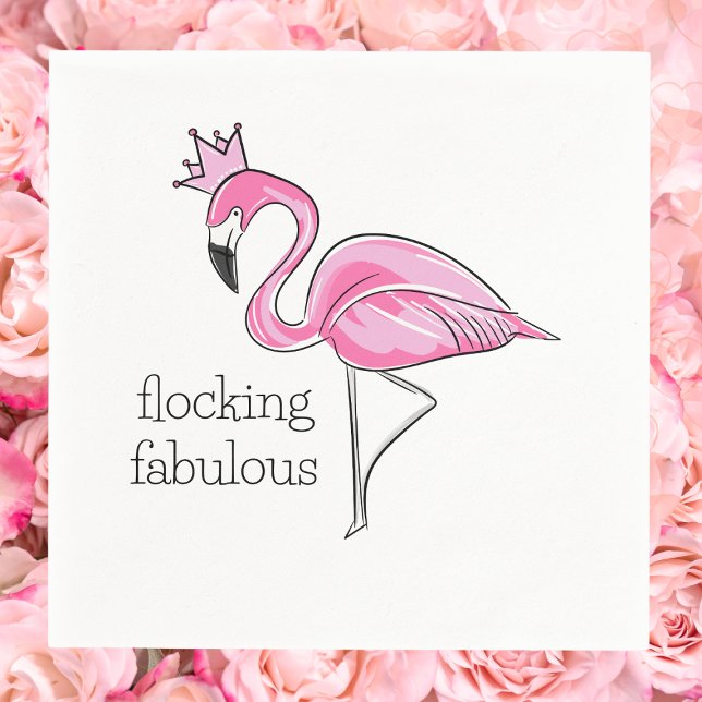 Serviette En Papier Flamant Rose avec Couronne Rose Flockant Fabuleux (Créateur téléchargé)