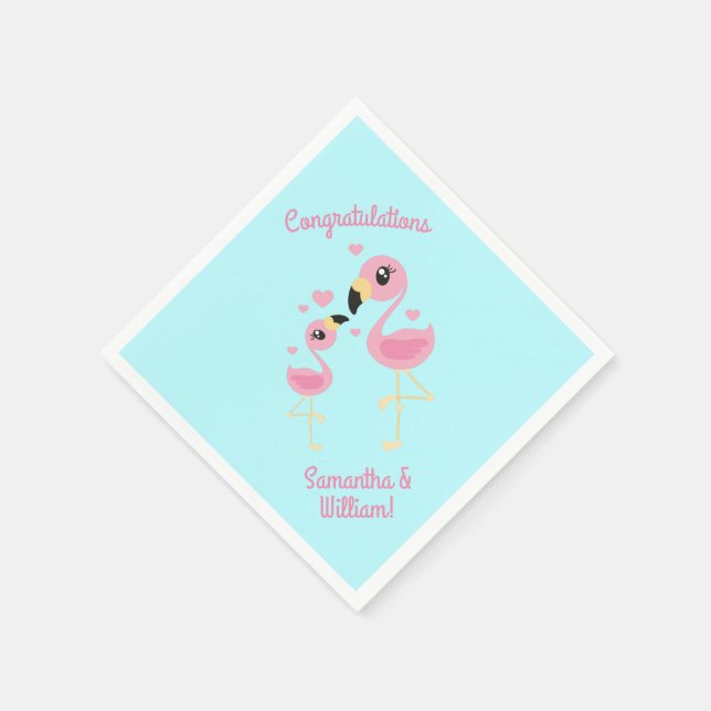 Serviette En Papier Flamant rose Baby shower mignon Tropical (Coin)