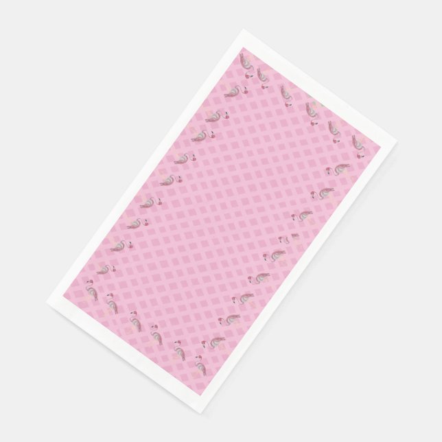 Serviette En Papier Flamant rose bébé Flamant rose Panier tressé en tr (Coin)