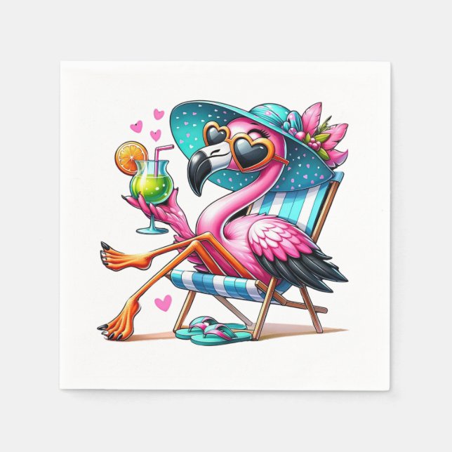Serviette En Papier Flamant rose cool (Devant)