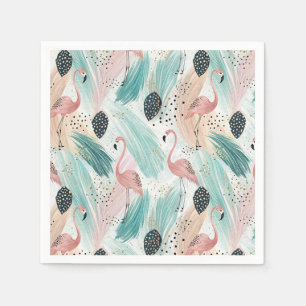 Serviette En Papier Flamant rose d'aquarelle Motif tropical