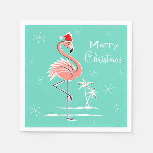 Serviette En Papier Flamant rose de Noël Joyeux papier de Noël serviet