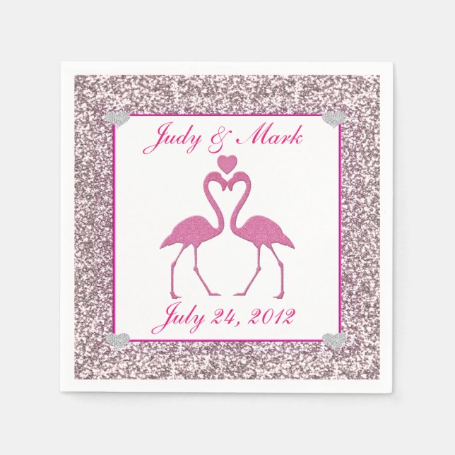 Serviette En Papier Flamant rose de Parties scintillant rose Mariage P (Devant)