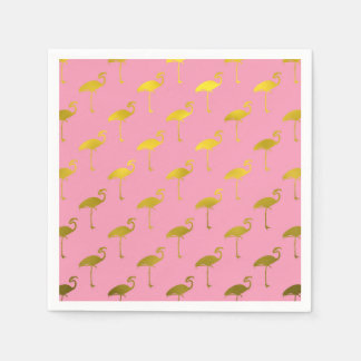 Serviette En Papier Flamant rose d'or Faux Métallurgie Foil Flamant ro