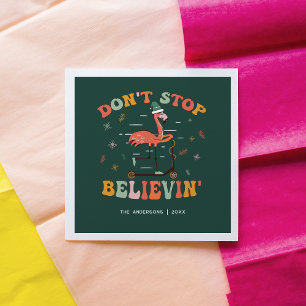 Serviette En Papier Flamant rose drôle   Noël personnalisé