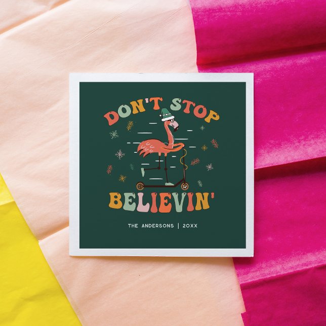 Serviette En Papier Flamant rose drôle | Noël personnalisé (Créateur téléchargé)