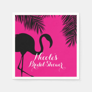 Serviette En Papier Flamant rose et noir & Fête d'anniversaire personn