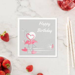 Serviette En Papier Flamant rose Love Anniversaire serviettes en papie