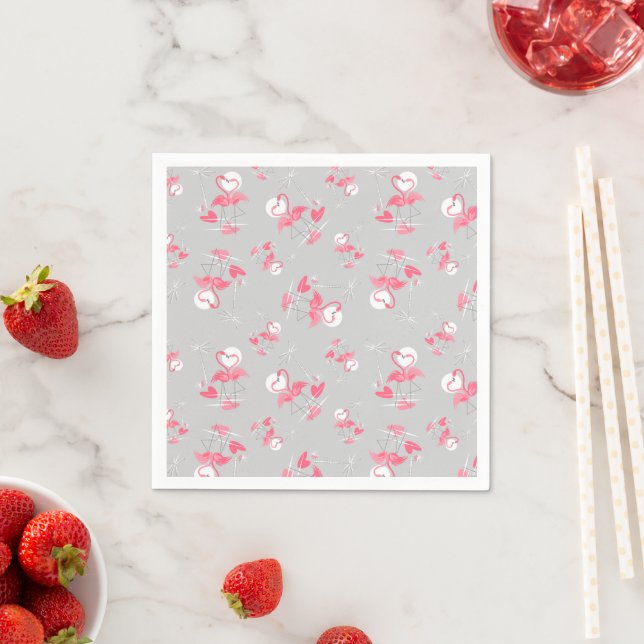 Serviette En Papier Flamant rose Love Multi Papier serviettes (En situation)
