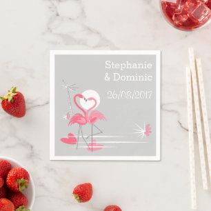 Serviette En Papier Flamant rose Love Names Date papier serviettes