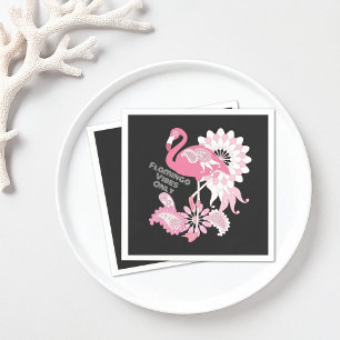 Serviette En Papier Flamant rose moderne personnalisé noir rose
