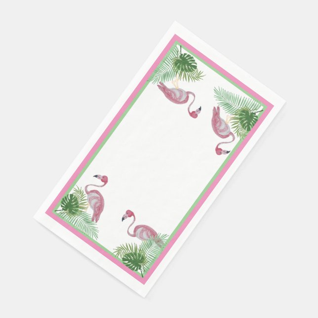 Serviette En Papier Flamant rose Monstera Palm  (Coin)
