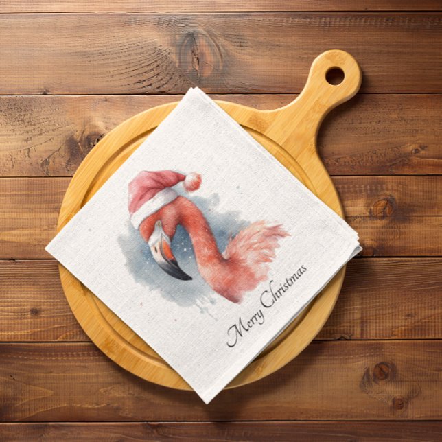 Serviette En Papier Flamant rose père Noël Snowbird, personnalisé (Créateur téléchargé)