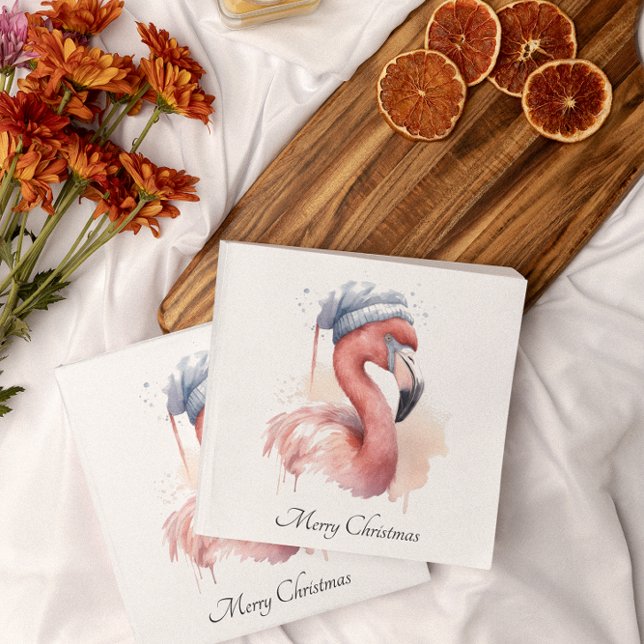 Serviette En Papier Flamant rose père Noël Snowbird, personnalisé (Créateur téléchargé)