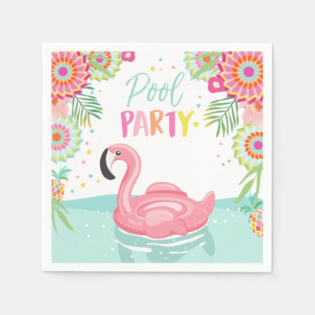 Serviette En Papier Flamant rose Piscine Jeux serviettes Piscine tropi (Devant)