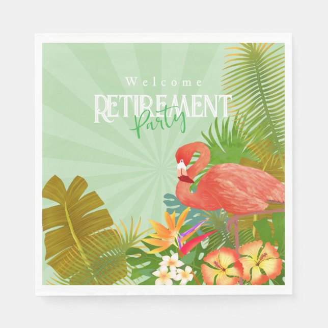 Serviette En Papier Flamant rose Retraite verte (Devant)