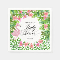 Flamant rose rose Baby shower de fleurs tropicales