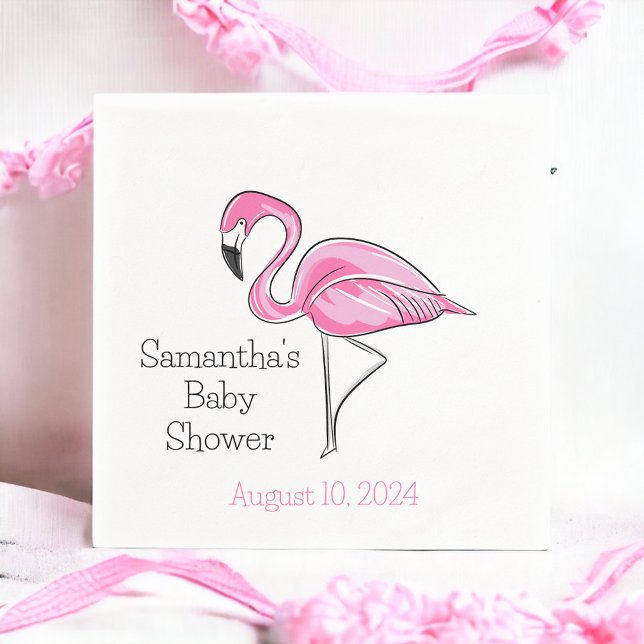 Serviette En Papier Flamant rose rose Baby shower personnalisé (Créateur téléchargé)