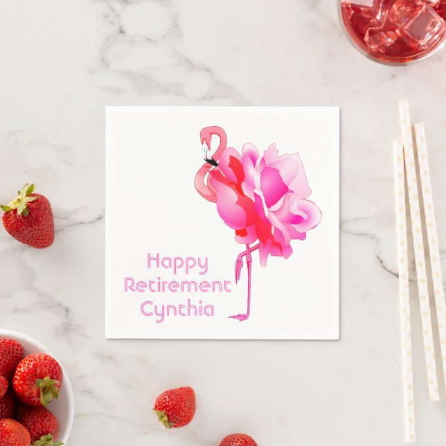 Serviette En Papier Flamant rose Rose Custom Happy Retraite Party (En situation)
