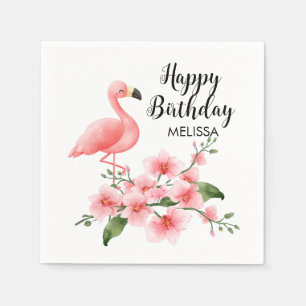Serviette En Papier Flamant rose rose Orchidée rose Flora Anniversaire