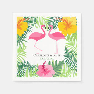 Serviette En Papier Flamant rose rose personnalisé Aloha tropical