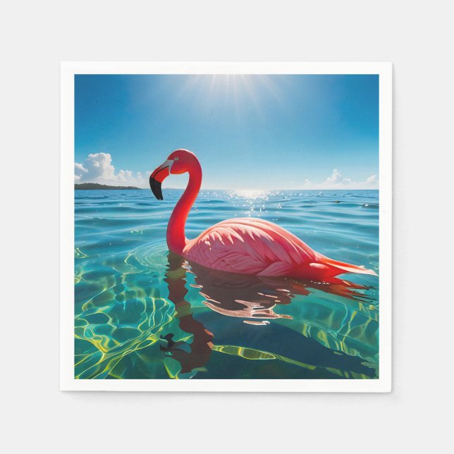 Serviette En Papier Flamant rose Rose Sous Le Ciel (Devant)