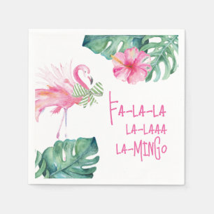 Serviette En Papier Flamant rose rose tropical Noël