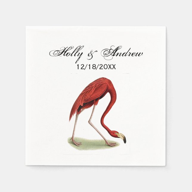 Serviette En Papier Flamant rose rose vintage #1 (Devant)