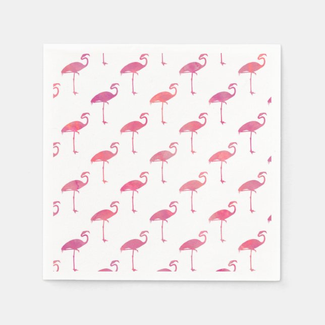 Serviette En Papier Flamant rose rose violet Aquarelle Flamants roses  (Devant)