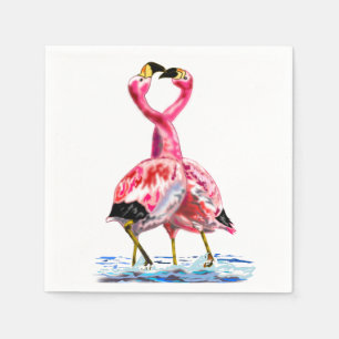 Serviette En Papier Flamant rose Tango - Amour