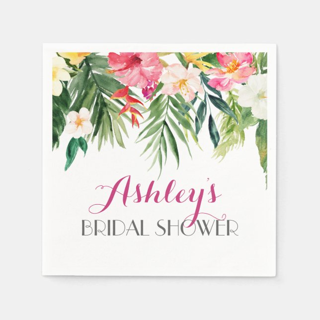 Serviette En Papier Flamant rose tropical Belle serviettes florales ja (Devant)