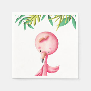 Serviette En Papier Flamant rose tropical d'été
