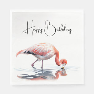 Serviette En Papier Flamant rose tropical pour fête d'anniversaire