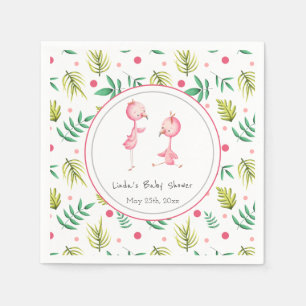 Serviette En Papier Flamant rose Tropical Twins Baby shower personnali