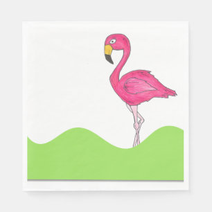 Serviette En Papier Flamant rose vert tropicale rose Oiseau Imprimé se