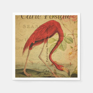 Serviette En Papier Flamant rose Vintage carte postale