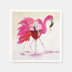 Serviette En Papier Flamants roses Au Vin