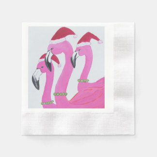 Serviette En Papier Flamants roses de Noël