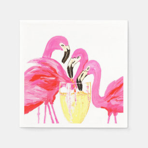 Serviette En Papier Flamants roses en vin blanc