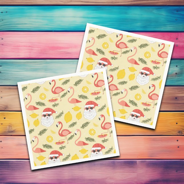 Serviette En Papier Flamants roses & Père Noël Noël à la fête de juill (Créateur téléchargé)