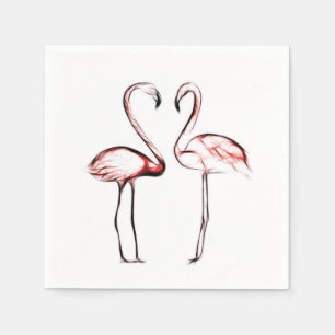 Serviette En Papier Flamants Roses Rose de Pêche Flamant Chic Piscine