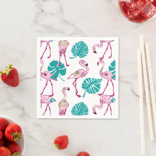 Serviette En Papier Flamants roses roses