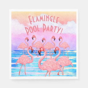 Serviette En Papier Flamants roses sur la Parade