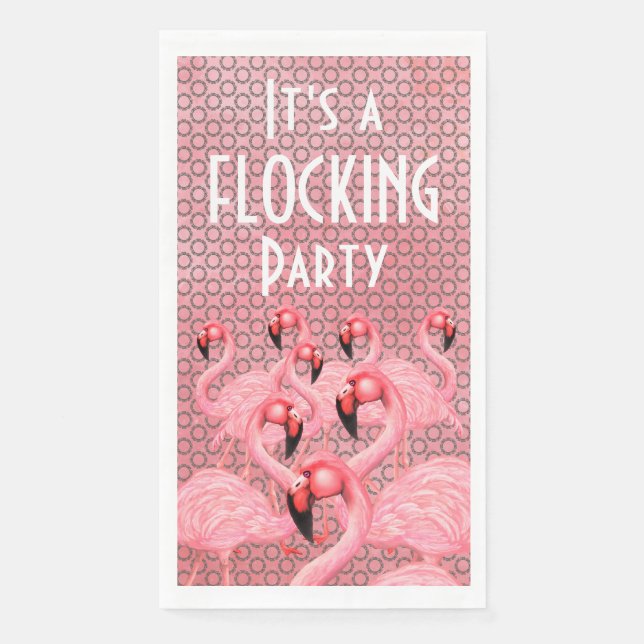Serviette En Papier Flamants roses sur Parade Papier serviettes d'hôte (Devant)